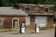 Abandoned gas station on Wallace Street. Virginia City, MT.