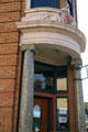 Curved entrance corner of Gallatin State Bank Building. Bozeman, MT.