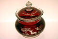 Red glass jar from Omaha Exposition of 1898 at Stuhr Museum. Grand Island, NE.