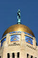 Golden dome crowns highrise Nebraska State Capitol. Lincoln, NE.