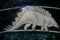 Detail of Rotunda floor mosaic of prehistoric dinosaur in Nebraska State Capitol. Lincoln, NE.