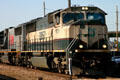 BNSF diesel locomotive passing Lincoln Station. Lincoln, NE.