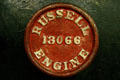 Cast makers mark on Russell steam traction engine at Warp Pioneer Village. Minden, NE.