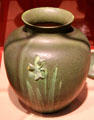 Earthenware daffodil vase by Grueby Pottery at Currier Museum of Art. Manchester, NH