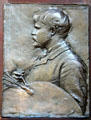 Julien Bastien-Lepage, French painter, bronze portrait relief by Augustus Saint-Gaudens at Saint-Gaudens NHS. Cornish, NH.