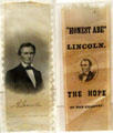 Abraham Lincoln campaign ribbons at Woodman Museum. Dover, NH.