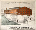 Libby Prison During the War graphic on Richmond, VA advertisement at Woodman Museum. Dover, NH.