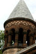 Stonework detail of tower of Alexander Hall on Princeton campus. Princeton, NJ.