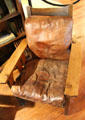 Arts & Crafts reclining leather arm chair at Stickley Museum at Craftsman Farms. Morris Plains, NJ.
