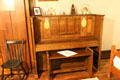 Arts & crafts piano with inlay at Stickley Museum at Craftsman Farms. Morris Plains, NJ.