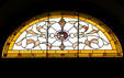 Stained glass window in House chamber of New Jersey Capitol. Trenton, NJ.