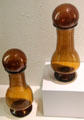 Pair of amber glass vases with witch ball stoppers prob. by Whitney Glass Works of Glassboro, NJ at Museum of American Glass. Milville, NJ.