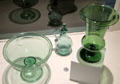 Glass compote & cruet from Pittsburgh, PA & celery dish at Museum of American Glass. Milville, NJ.
