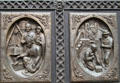 Construction starts on new Cathedral & architect changes on panels of St. Francis Cathedral bronze door. Santa Fe, NM.