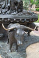 Detail of ox on Spanish Colonists of 1598 monument at St. Francis Cathedral park. Santa Fe, NM.