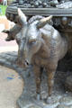 Detail of donkey on Spanish Colonists of 1598 monument at St. Francis Cathedral park. Santa Fe, NM.