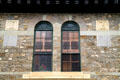 Stone walls & windows of United States Courthouse. Santa Fe, NM.