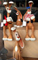 Rabbit carvings with carrots & cards in Santa Fe shop window. Santa Fe, NM.