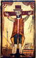 Spanish painted crucifix by José Rafael Aragón at New Mexico History Museum. Santa Fe, NM.