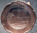 USS New Mexico ship's silver service with scene of Gen. Kearney's occupation at New Mexico History Museum. Santa Fe, NM.