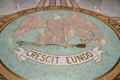 New Mexico eagle with arrows seal on floor of State Capitol. Santa Fe, NM.