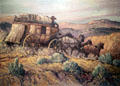 Stagecoach painting by Jake H. Haverstick in NM State Capitol Art Collection. Santa Fe, NM.