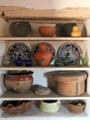 Pottery, pewter, glass, boxes & baskets at Rancho de las Golondrinas. Santa Fe, NM.