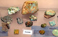 Samples of various types of Turquoise at Turquoise Museum. Albuquerque, NM.