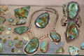 Native jewelry using Royston, NV blue & green Turquoise at Turquoise Museum. Albuquerque, NM.