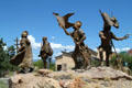Detail of Spanish soldiers on La Jornada sculpture at Albuquerque Museum. Albuquerque, NM.