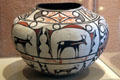 Zuni Pueblo black & red on white jar with deer at Albuquerque Museum. Albuquerque, NM.