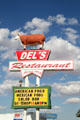Del's Restaurant sign 1956 with steer remnant of Route 66 days. Tucumcari, NM.
