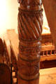 Carved pole supporting staircase by Nicolai Fechin in Taos Art Museum. Taos, NM.