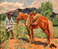 Taos Indian in a Pea Field painting by Walter Ufer at Taos Art Museum. Taos, NM.