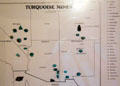 Display map of Turquoise Mines at Millicent Rogers Museum. Taos, NM.