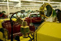 Brass lamps & round glass windscreen of American LeFrance Speedster at Auto Collection at Imperial Palace. Las Vegas, NV.