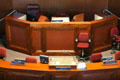 President's desk in Senate chamber of Nevada State Assembly. Carson City, NV.