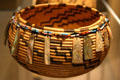 Degikup Native American basket with abalone shell pendants by Nancy Bill at Nevada State Museum. Carson City, NV.