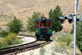 Self-propelled Edwards Motorcar traverses landscape at Nevada State Railroad Museum. Carson City, NV.