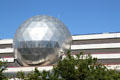 Silver geodesic dome atop National Bowling Stadium. Reno, NV