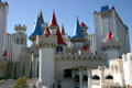 Medieval-English-castle-themed towers of Excalibur Hotel & Casino. Las Vegas, NV.