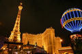 Paris Las Vegas Hotel & Casino complex at night. Las Vegas, NV.