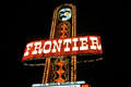 Frontier Hotel sign at night. Las Vegas, NV.