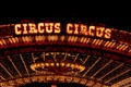 Circus Circus Hotel entrance overhang at night. Las Vegas, NV.