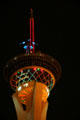 Upper pod of Stratosphere Tower with amusement rides on top. Las Vegas, NV.