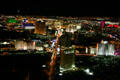 View of the Strip at night from top of Stratosphere Tower out to the MGM Hotel. Las Vegas, NV.
