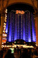 Plaza Hotel at end of Freemont Street at night. Las Vegas, NV.