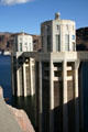 Hoover Dam water intake towers take water from top of Lake Mead to feed through turbines. Las Vegas, NV