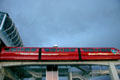 Las Vegas Monorail leaves overhead station. Las Vegas, NV.