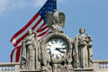 Clock, eagle & justice atop old Union Station. Albany, NY